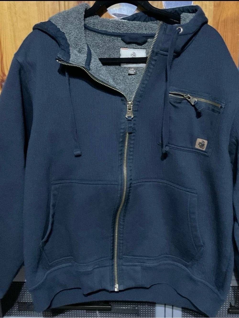 Legendary whitetails large Navy Zip-Up Berber Hoodie